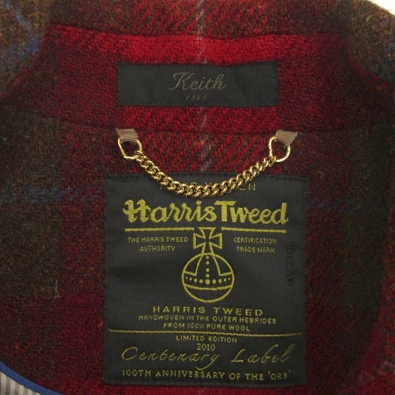 KEITH(キース)ハリスツイードのコート キース KEITH ハリスツイード チェック ショート コート レッド 48