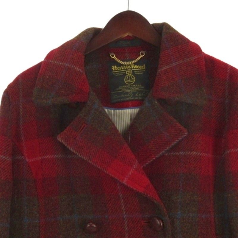 キース KEITH ハリスツイード チェック ショート コート レッド 48