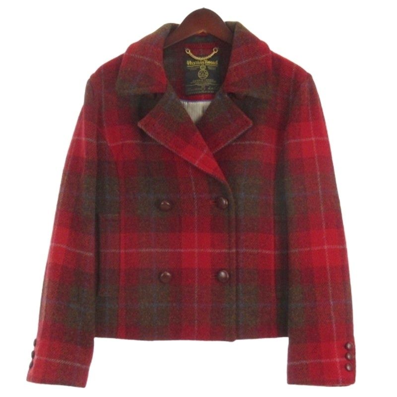 KEITH(キース)ハリスツイードのコート キース KEITH ハリスツイード チェック ショート コート レッド 48