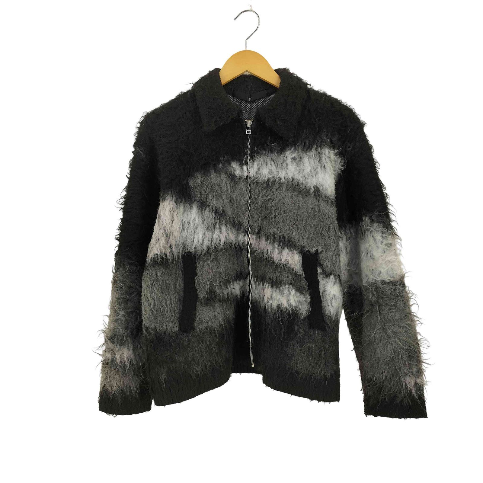 ノーアイディー NO ID. シャギージャカードニットBLZ メンズ ONE SIZE