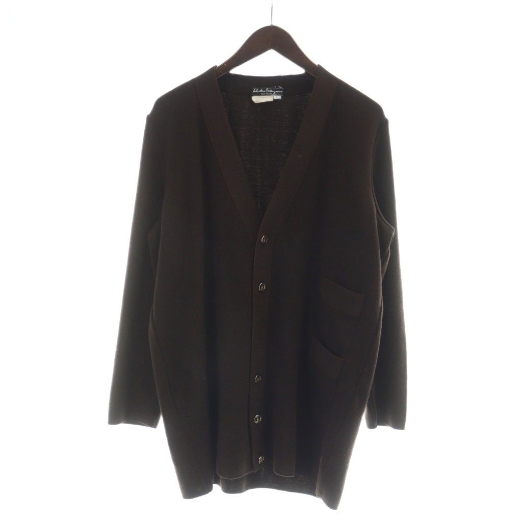 「美品」未使用サルヴァトーレフェラガモニットカーディガン Vネック M グレー サルヴァトーレフェラガモ Salvatore Ferragamo ニットカーディガン V