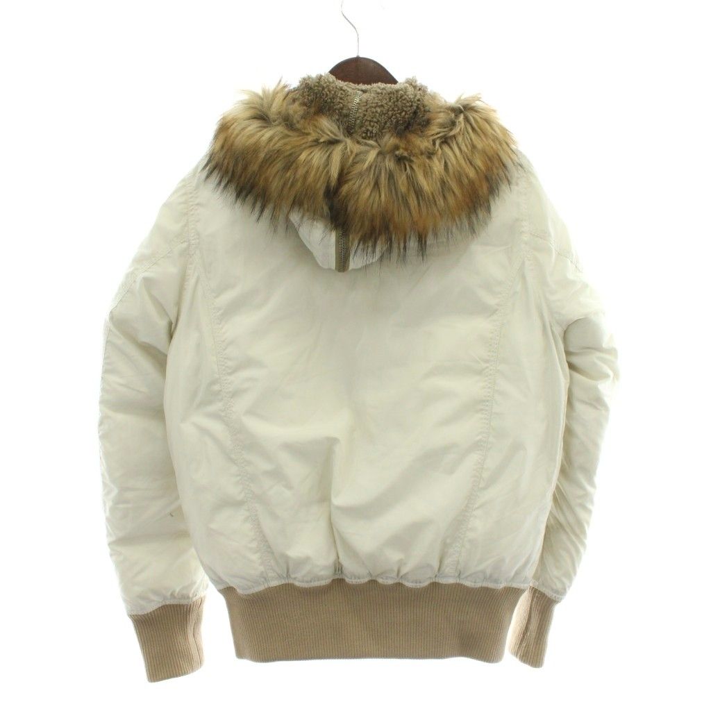 ディーゼル DIESEL N-2 B フライトジャケット ミリタリー アウター 中綿 ファー フード ジップアップ S 白 ホワイト XZ
