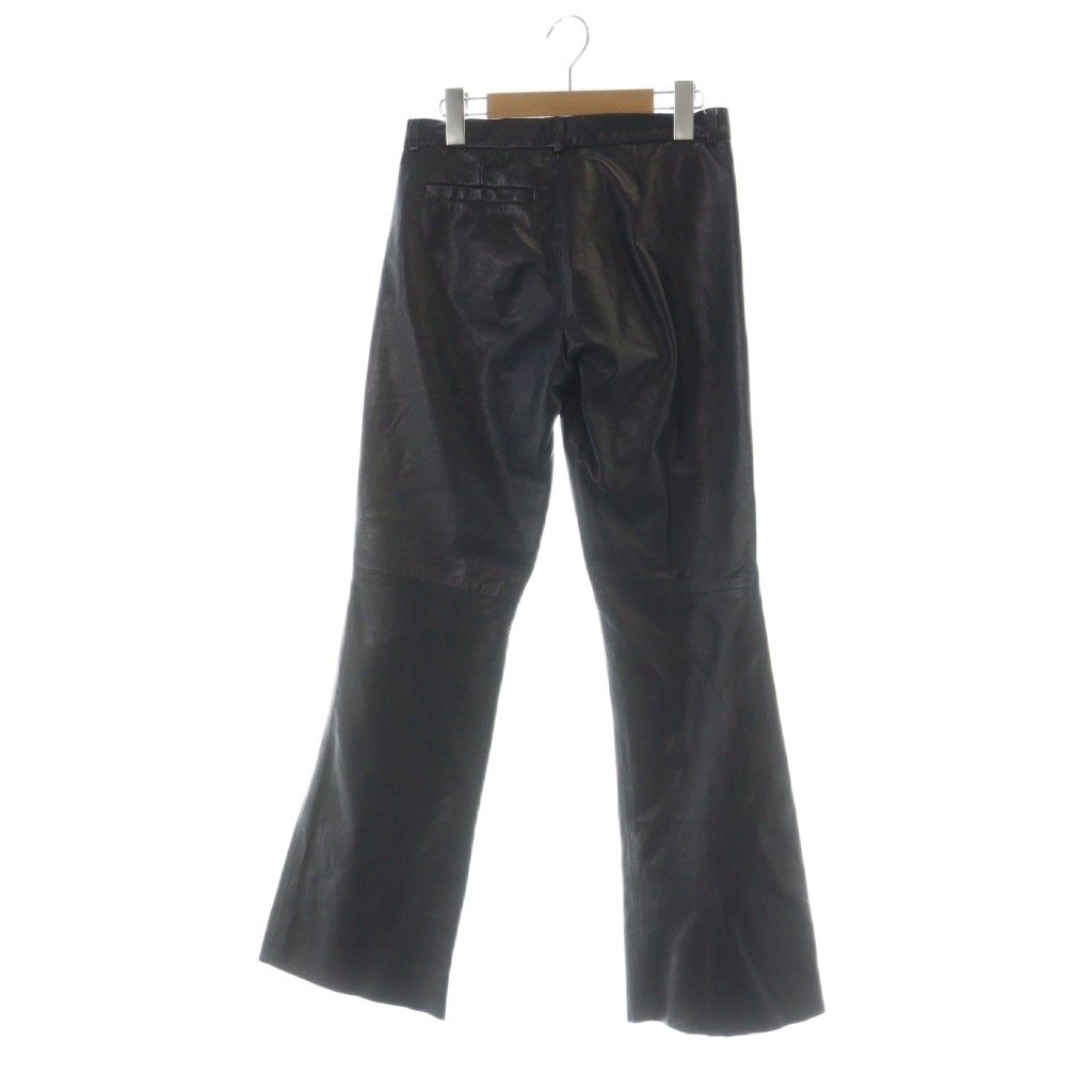 コーチ COACH レザーパンツ ジップフライ ロゴ フ 羊革 4 L 黒 ブラック MQ