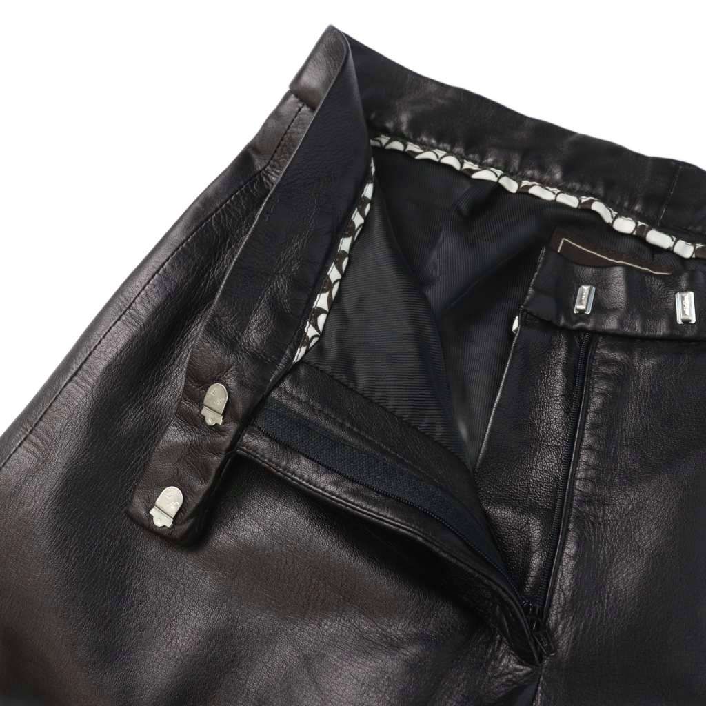  コーチ COACH レザーパンツ ジップフライ ロゴ フ 羊革 4 L 黒 ブラック MQ その他 パンツ