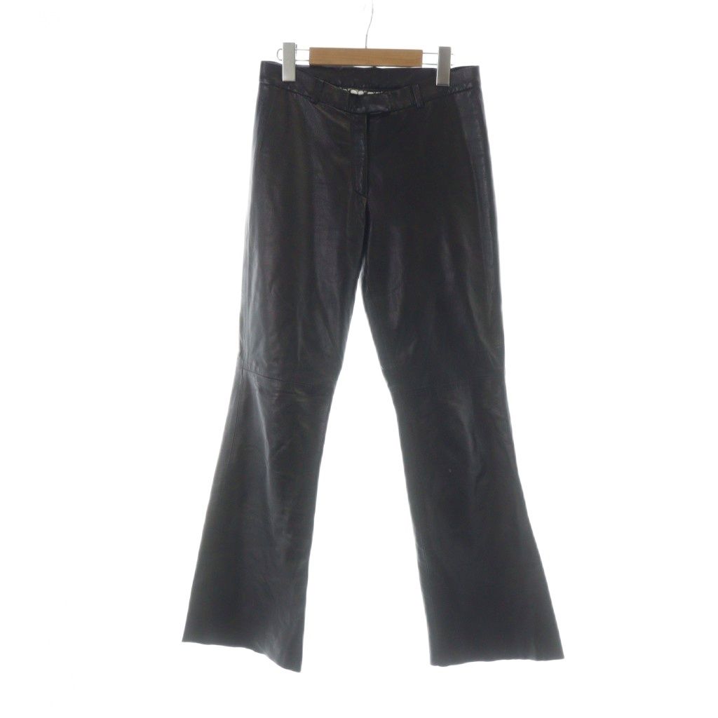 コーチ COACH レザーパンツ ジップフライ ロゴ フ 羊革 4 L 黒 ブラック MQ