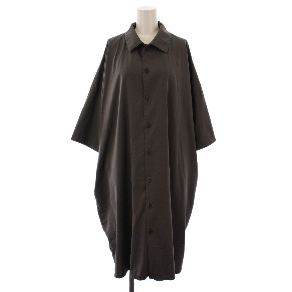 ワイズ Y s ヨウジヤマモト シャツワンピース 五分袖 ひざ丈 1 カーキ YH D 22 900 BM