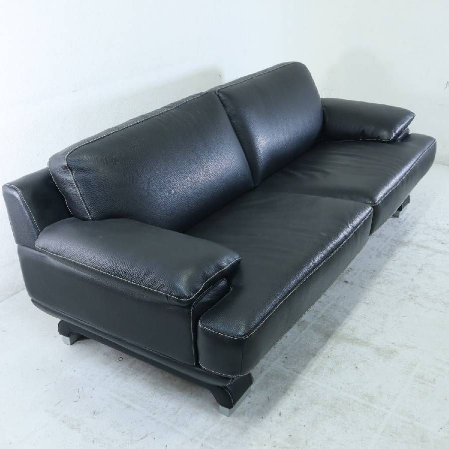 最 IDC大塚家具 トリプルソファ 3人掛け L S 01 エルエス01 本革 ブラック色 327 h 16