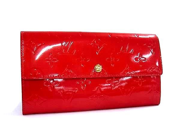 LOUIS VUITTON ルイヴィトン 財布 ポシェット ポルト モネ クレディ M 91281 ルージュ レッド系 モノグラムヴェルニ レディース 二つ折り 長財布