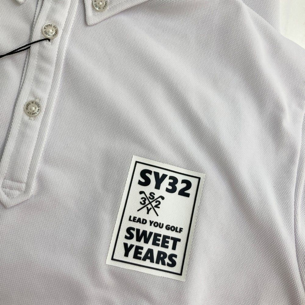 SY32:メンズ:Lサイズ:ストレッチ 長袖ポロシャツ:白 サイズ：XL SY32 BY SWEET YEARS GOLF エスワイサーティトゥ 長袖