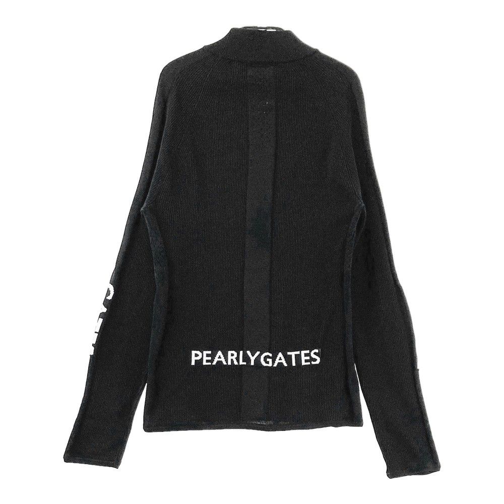 サイズ 2 PEARLY GATES パーリーゲイツ ハイネック ニットセーター ブラック系 ゴルフウェア レディース ストスト