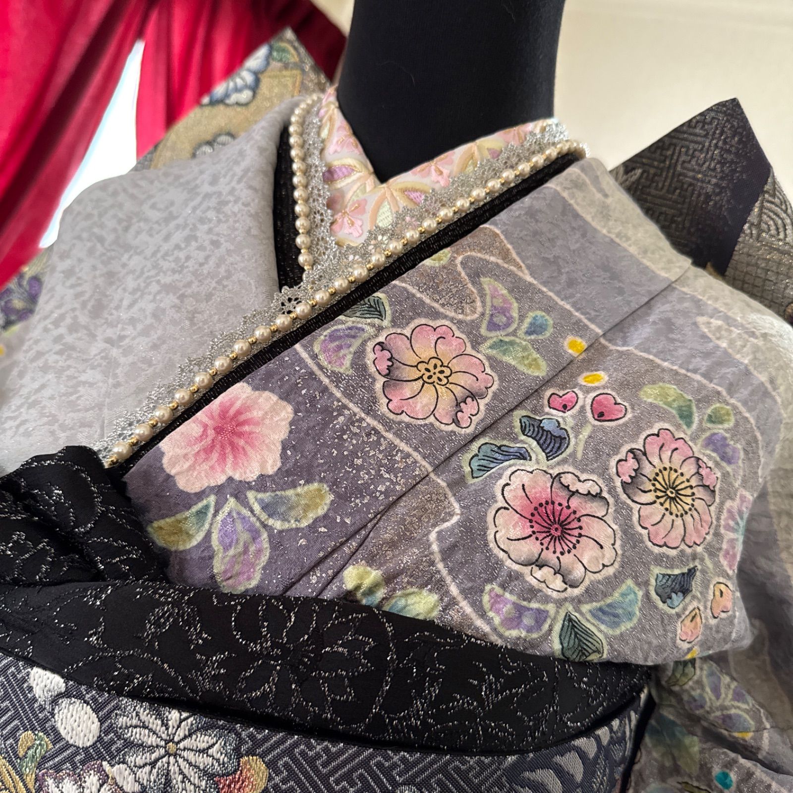 高級振袖セット(3点)・長襦袢(共誂/正絹)・半衿・極上・辻が花・絞り