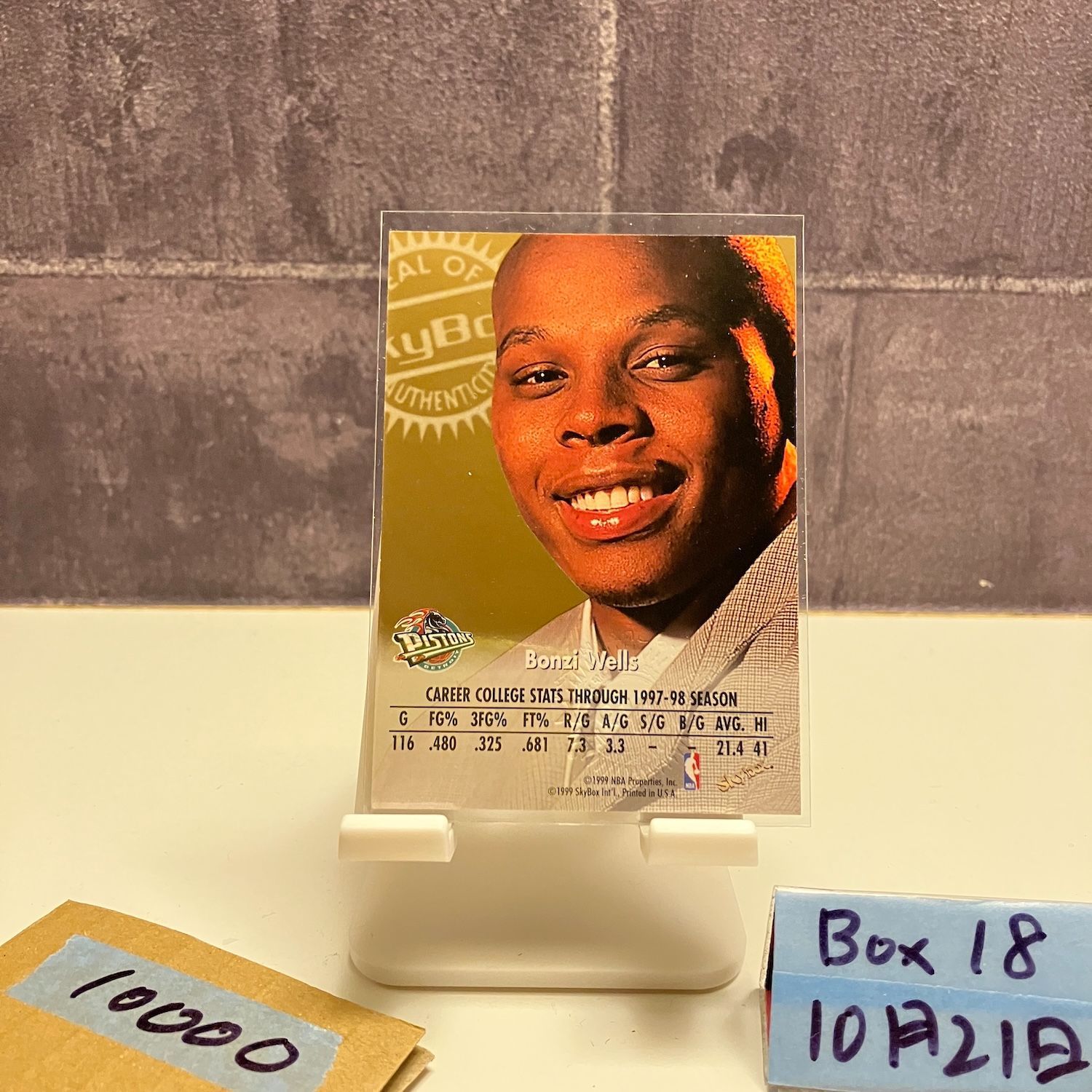 1999 SkyBox Autographics Bonzi Wells 直筆サインカード DETROIT PISTONS カード