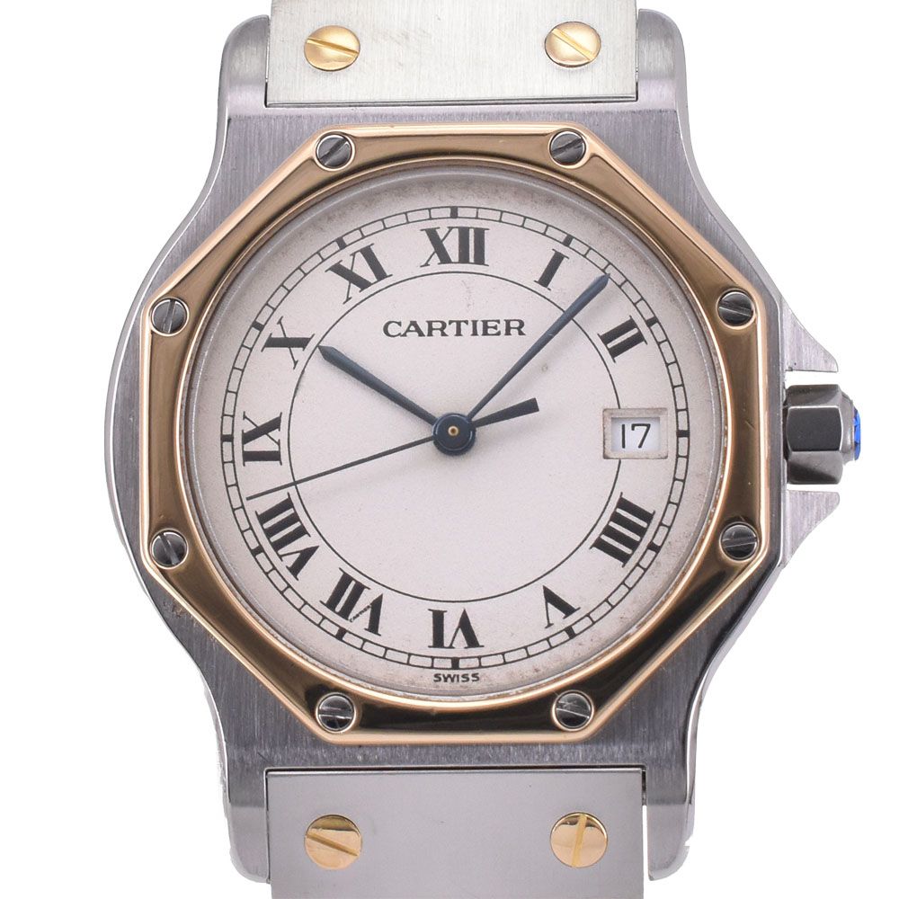 カルティエ CARTIER サントスオクタゴン LM SS K 18 YG クォーツ ユニセックス 保証書付き D 144425