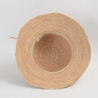 折りたたみ式サンハット 女性用手編みラフィアハット バタフライノットストロービーチハット