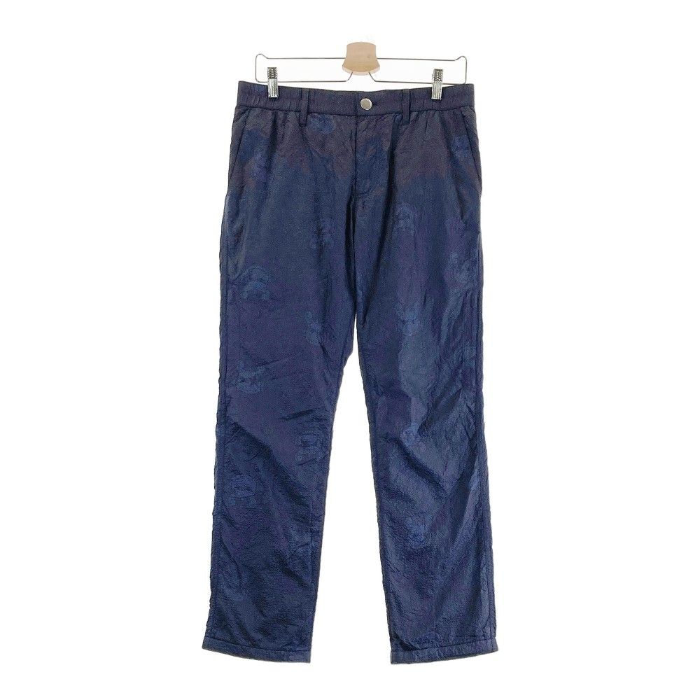 サイズ 2 DANCE WITH DRAGON ダンスウィズドラゴン 裏地付 ロングパンツ チビドラ総柄 ネイビー系 ゴルフウェア メンズ ストスト