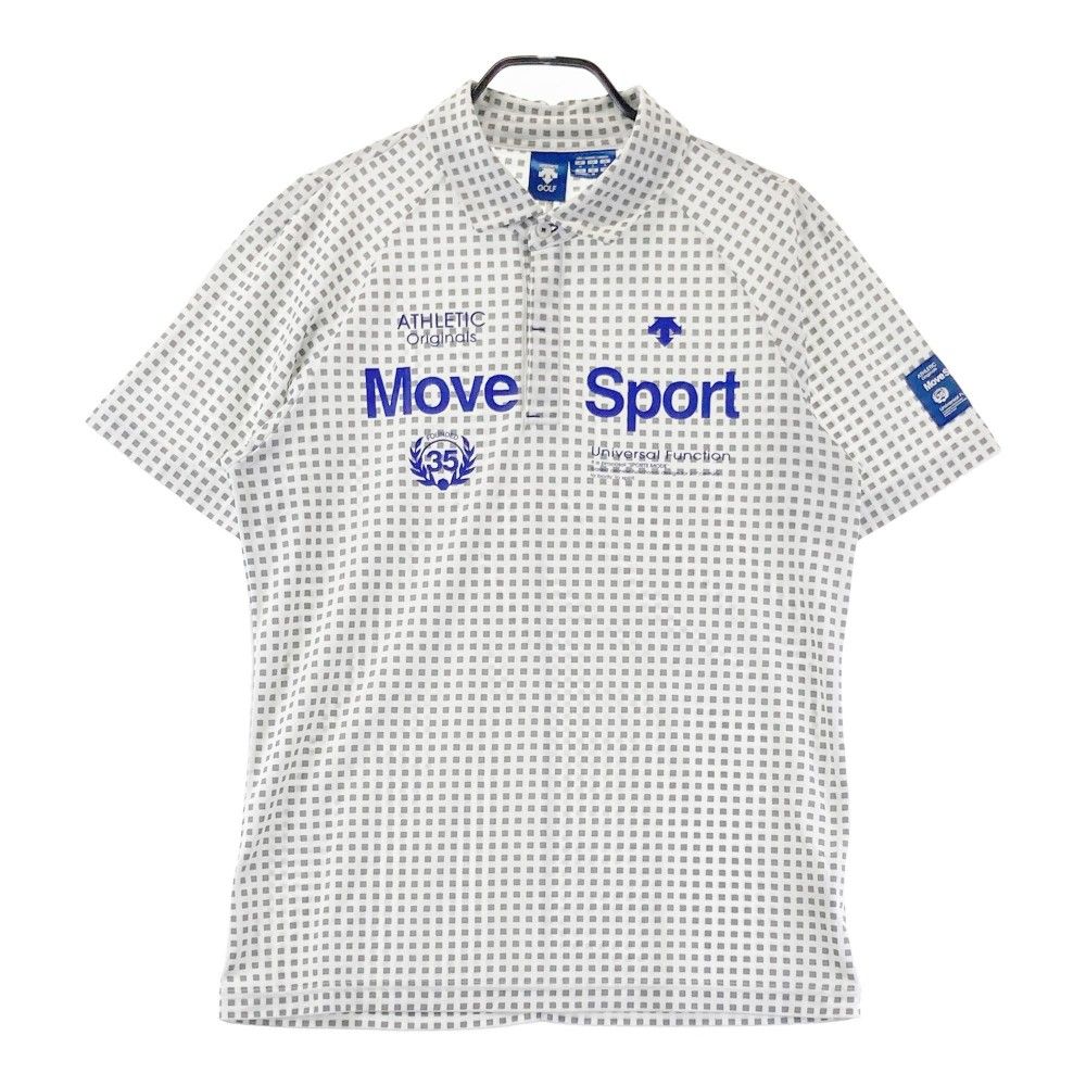 サイズ O GOLF デサントゴルフ 半袖ポロシャツ 格子柄 ホワイト系 ゴルフウェア メンズ ストスト