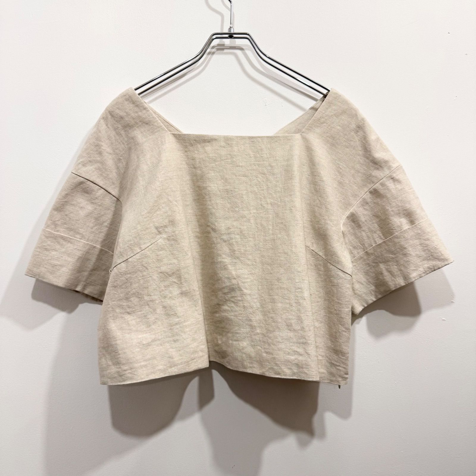 カデュネ CADUNE 麻ショートブラウス （ベージュ） サイズ38【送料込み 