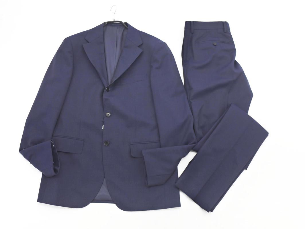 EDIFICE エディフィス ウール セットアップ ジャケット パンツ スーツ size 48 紺 メンズ