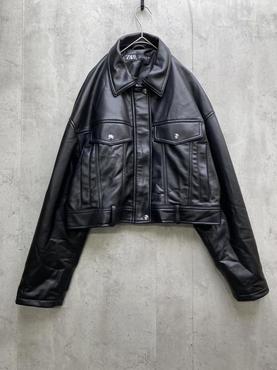 ZARA ザラ フェイクレザー ライダース ジャケット sizeL/ブラック