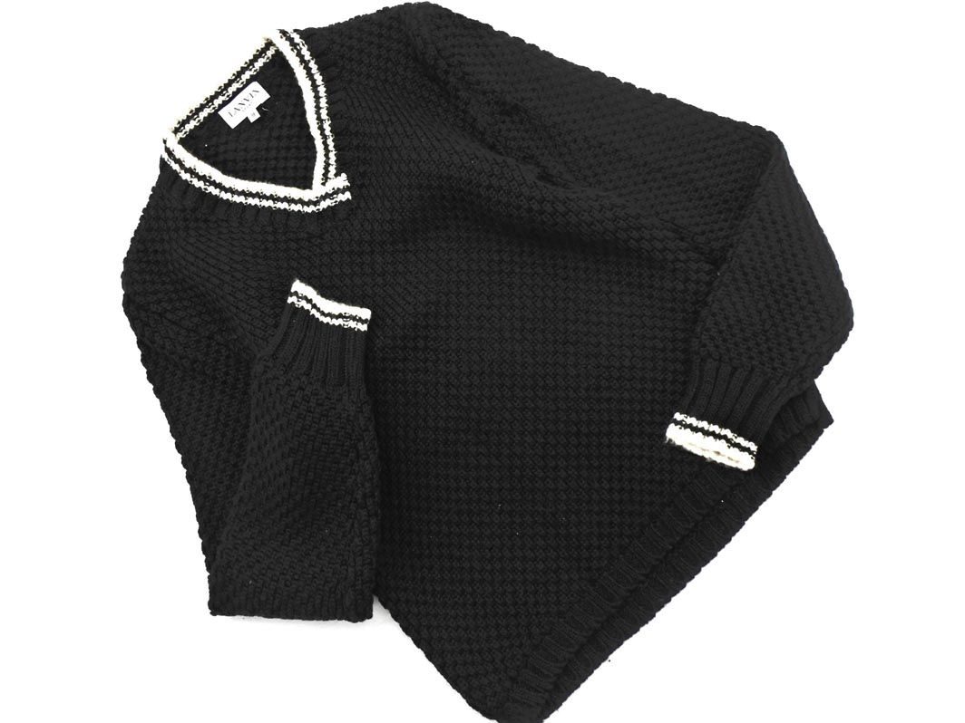 LANVIN ランバン SPORT ウール100% Vネック ニット セーター size38/黒