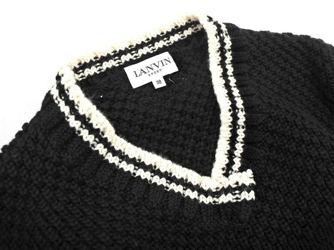 LANVIN ランバン SPORT ウール100% Vネック ニット セーター size38/黒