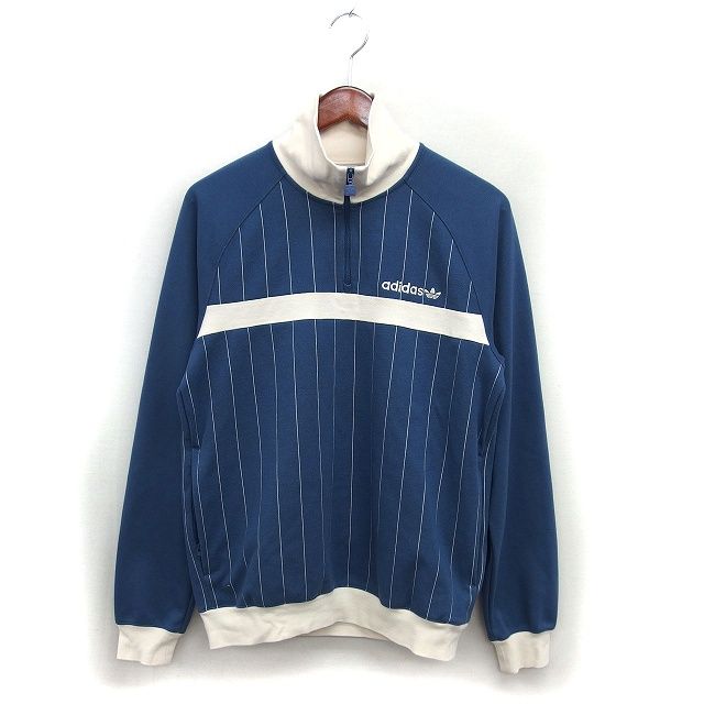 アディダス adidas 国内正規品 トラックトップ ジャージ ストライプ ラグランスリーブ リブ ロゴ刺繍 XS 青 ブルー /NT33