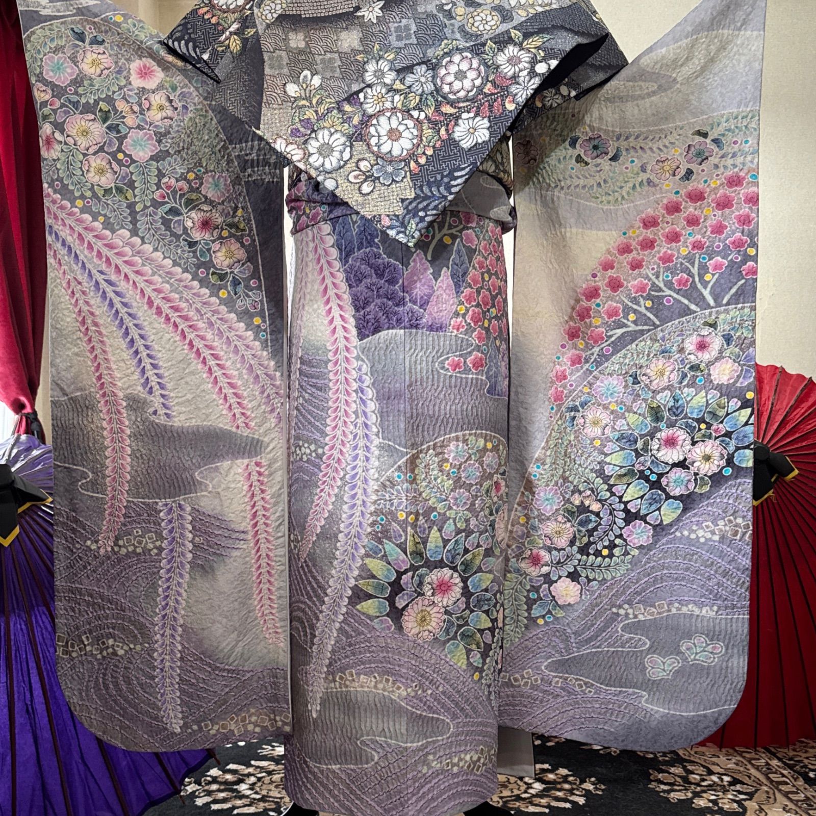 高級振袖セット(3点)・長襦袢・半衿・極上・辻が花・京都きもの友禅