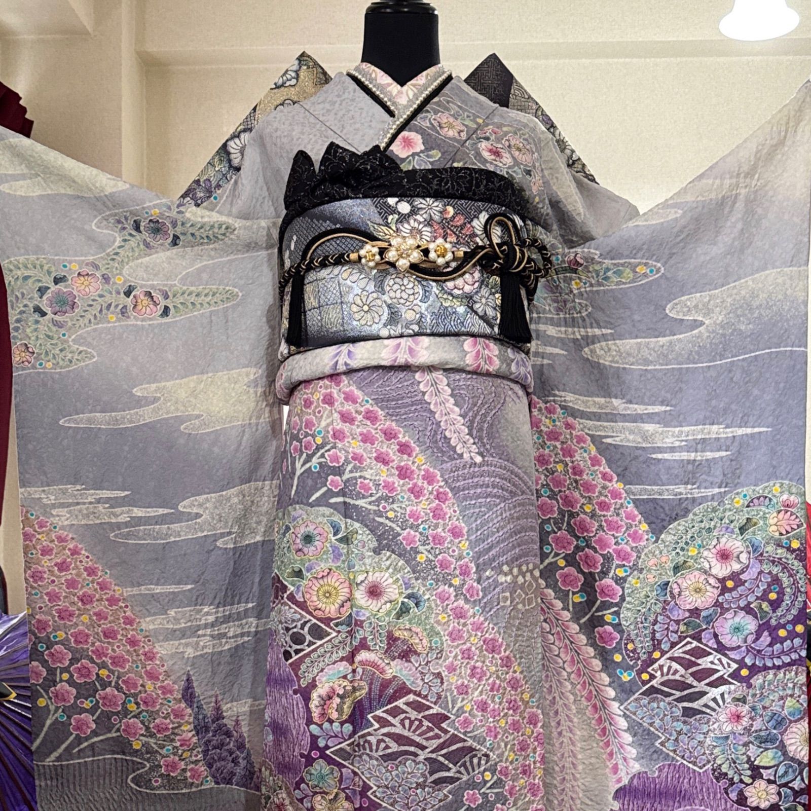 高級振袖セット(3点)・長襦袢・半衿・極上・辻が花・京都きもの友禅