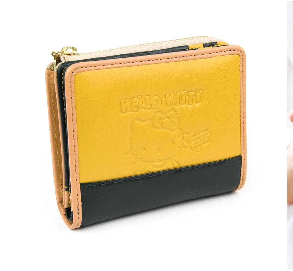 ナダヤ キティ 二つ折り財布 黄×緑