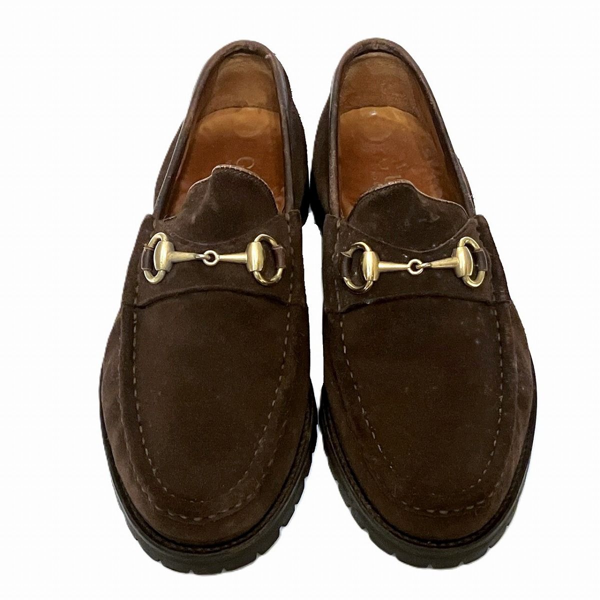 グッチ GUCCI ホース ビットローファー スエード 25.5 cm US 40 1 2 E メンズ