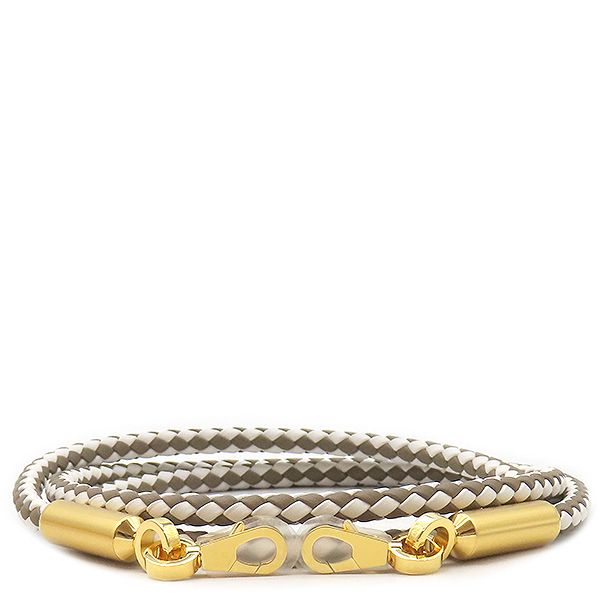 エルメス HERMES ショルダーストラップ 編み込み ストラップ レザー グレージュ ホワイト ゴールド金具 ジャンボ バッグ用ストラップ 箱