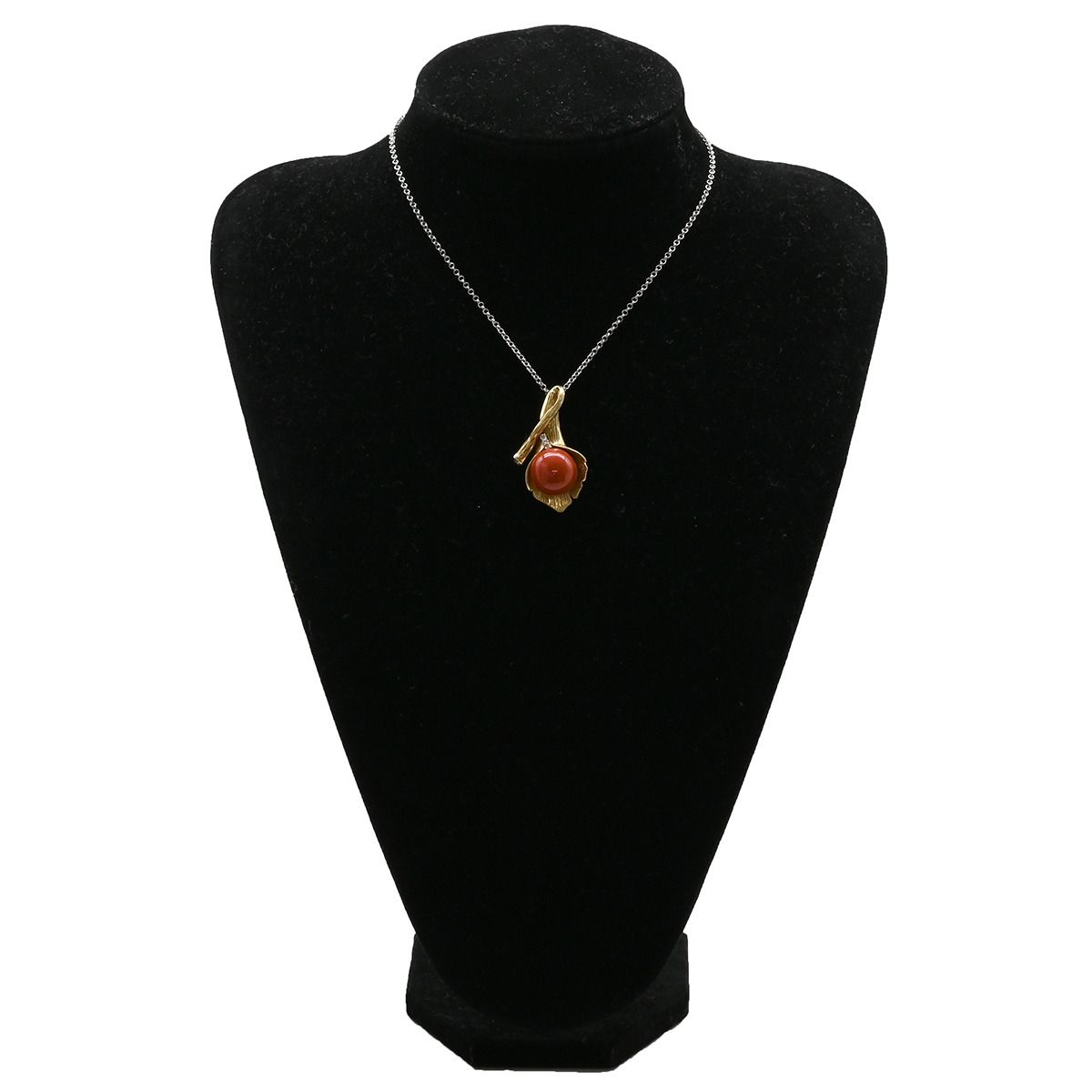 ペンダントトップ 珊瑚 ダイヤ イエローゴールド 赤 サンゴ