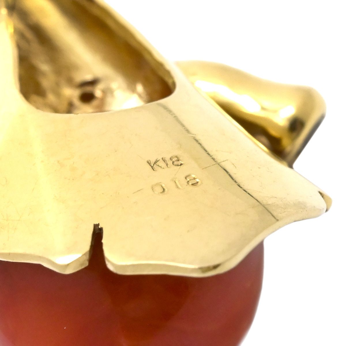 ペンダントトップ 珊瑚 ダイヤ イエローゴールド 赤 サンゴ