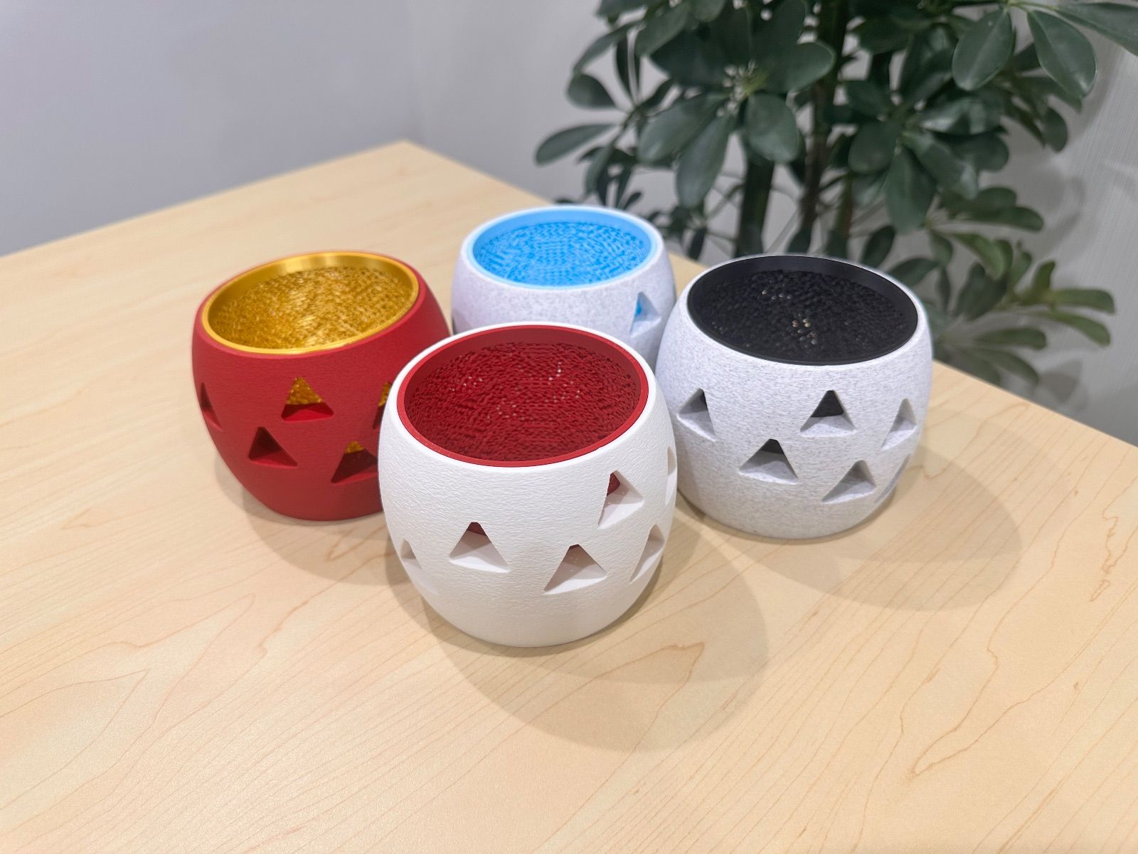 3Dプリンター製】選べる質感＆カラー 三角模様デザイン鉢 ｜3号 2個