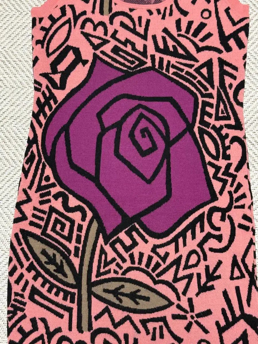 ジョン ギャリアーノ ピンク フラワー ノースリーブ ニット ONE PIECE ウール