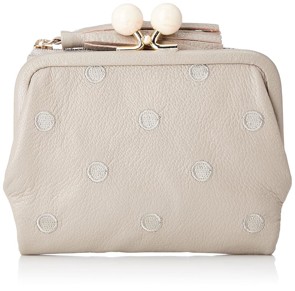 財布 ミニ財布 レディース がま口 二つ折り ドット グレー 本革 ペルケ 08-06-03160 二つ折り財布 おしゃれ アクリル玉 札入れ 小銭入れ さいふ カードポケット