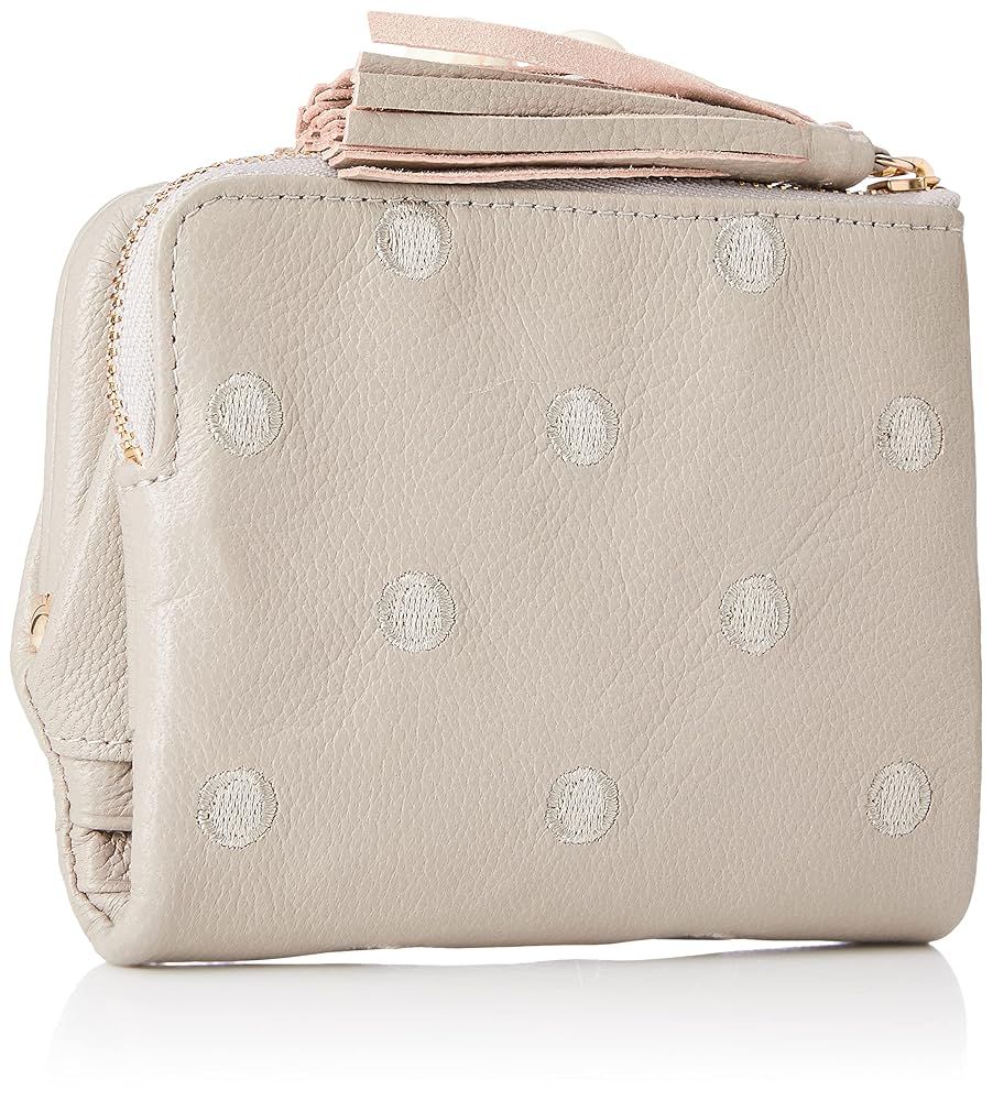 財布 ミニ財布 レディース がま口 二つ折り ドット グレー 本革 ペルケ 08-06-03160 二つ折り財布 おしゃれ アクリル玉 札入れ 小銭入れ さいふ カードポケット