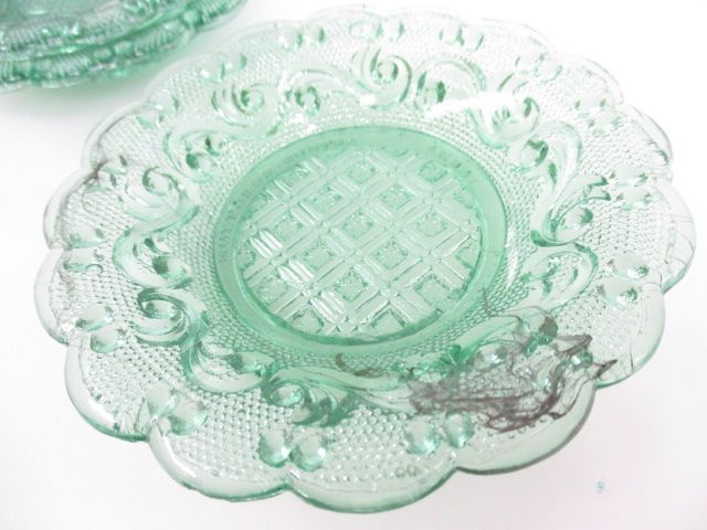 英国アンティーク　古プレスガラス小皿　ARTHUR ROBOTTOM 刻印4枚 送料無料】☆希少☆ ARTHUR ROBOTTOM 英国 アンティーク 古プレス