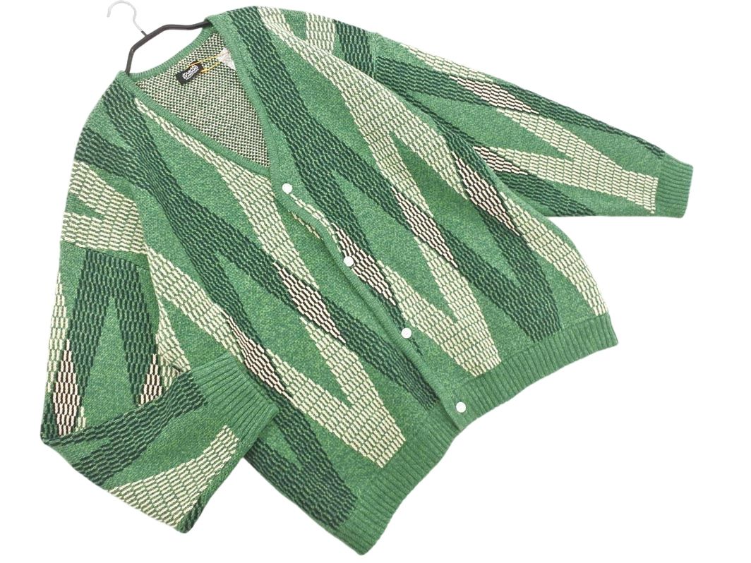新品 JOURNAL STANDARD ジャーナルスタンダード プロセカ 総柄 ジャガード カーディガン sizeXL/緑  メンズ