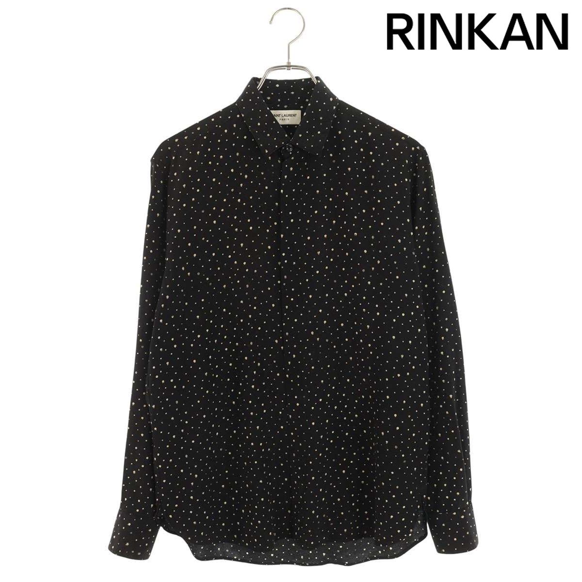サンローランパリ 564172 Y 104 V ドットシルク長袖シャツ メンズ 37