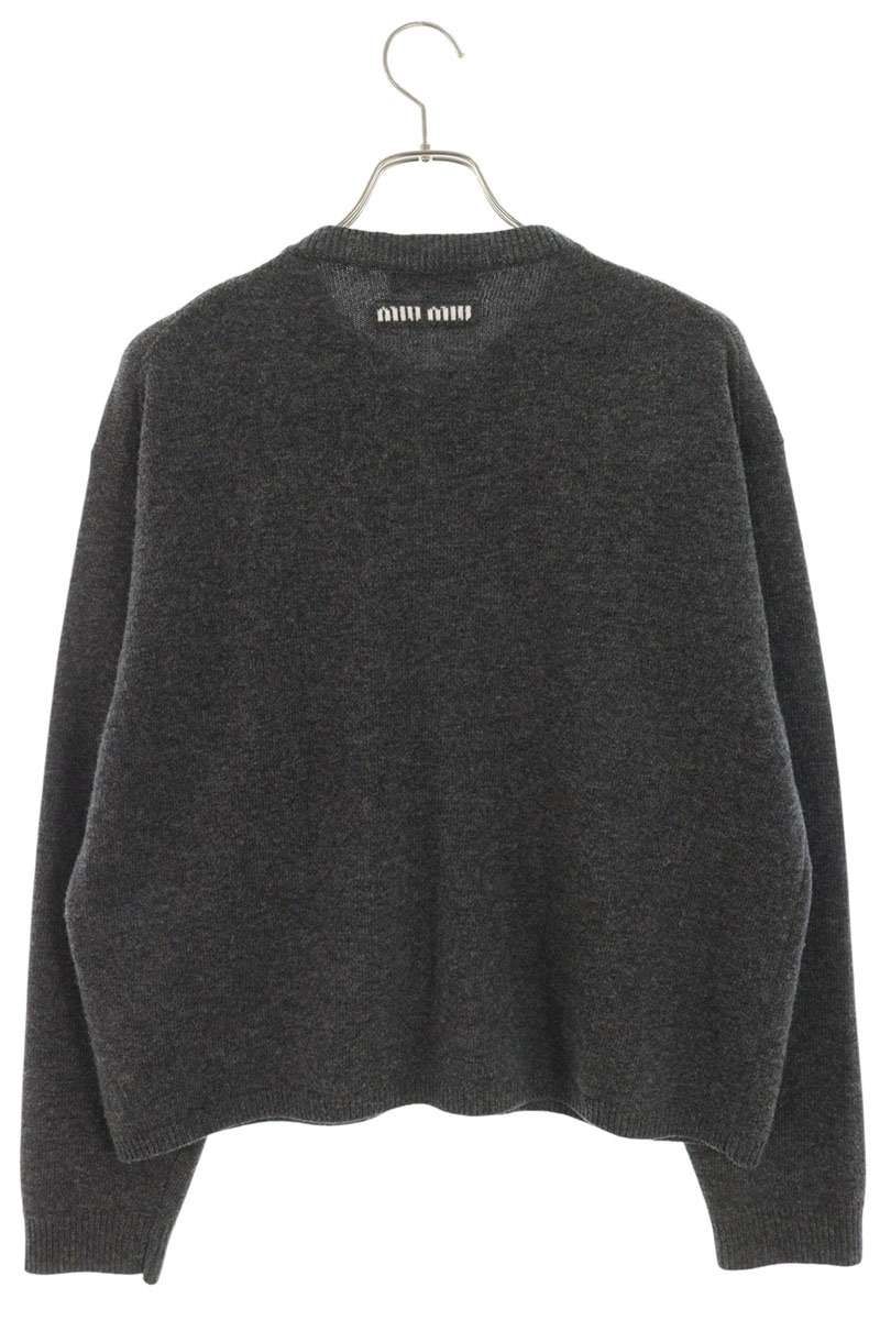 ミュウミュウ DNA 02 U バックロゴウールカーディガン メンズ 44 細見え カーディガン 