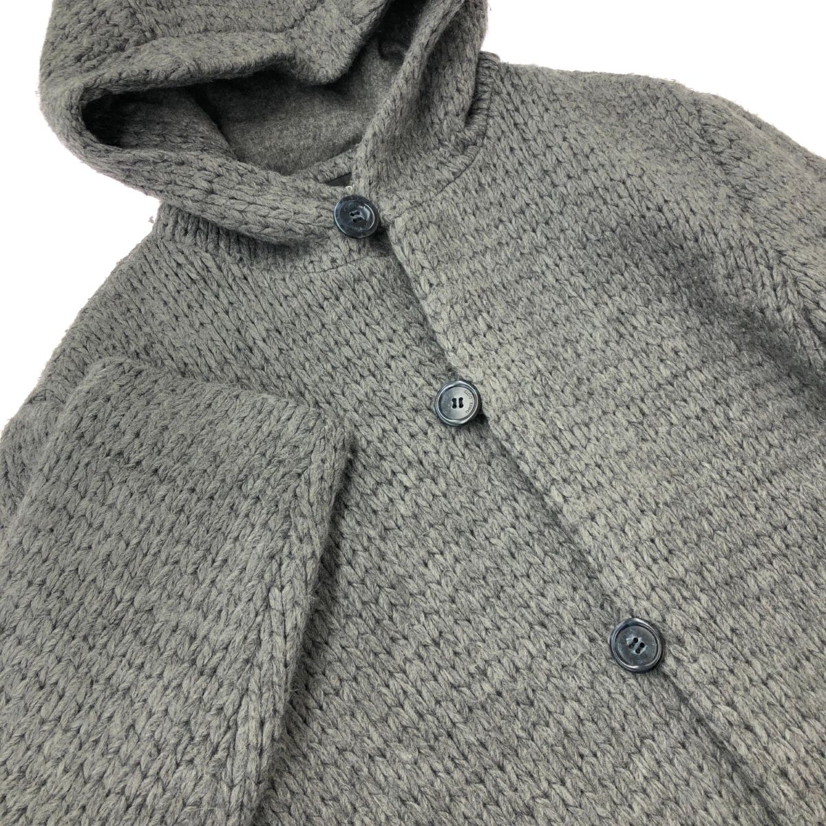 Three dots スリードッツ フーデットニットコート サイズ:M     グレー メンズ / 240001161940 Three dots スリードッツ フーデットニットコート サイズ:M グレー