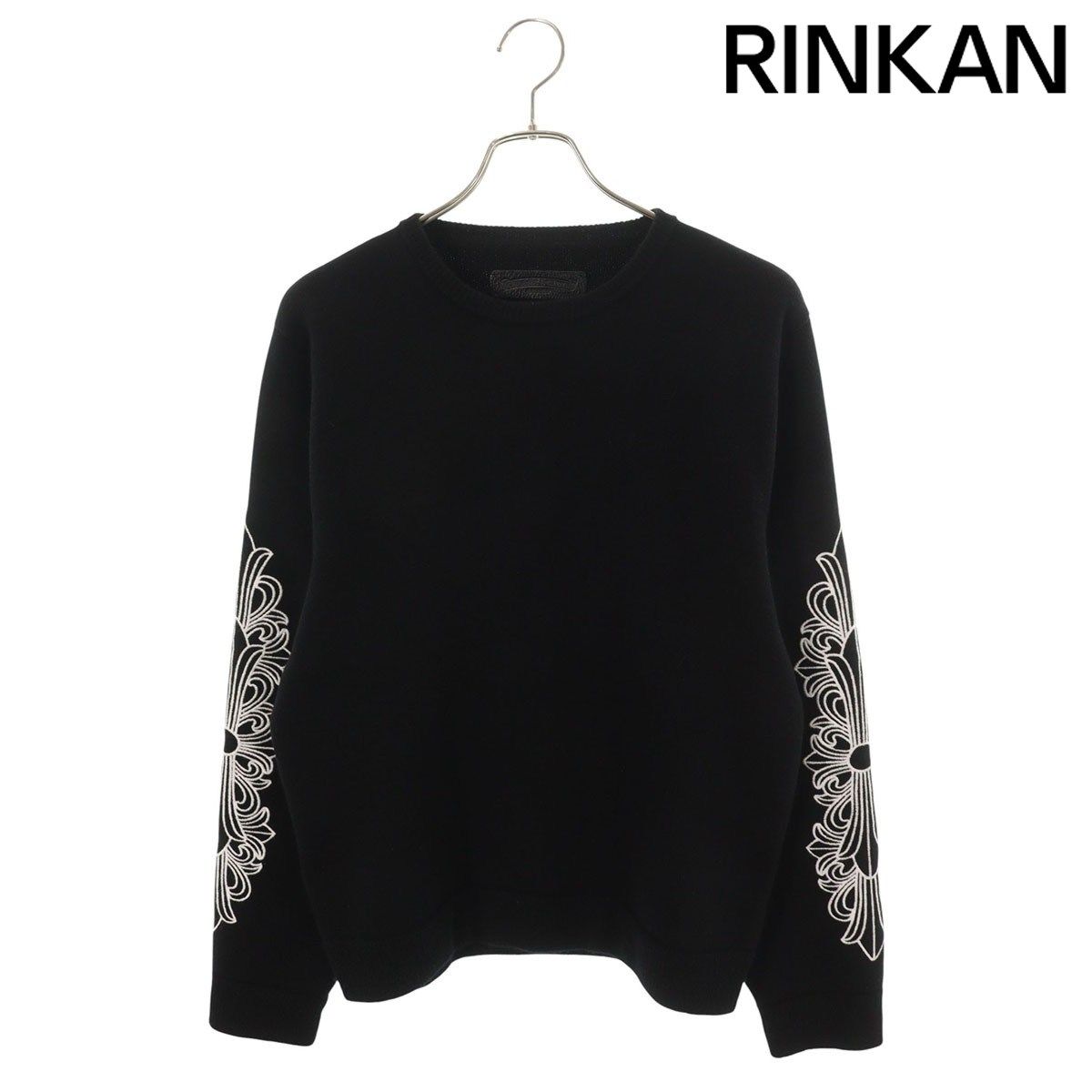 クロムハーツ 袖フローラルクロス刺繍クルーネックニット メンズ M