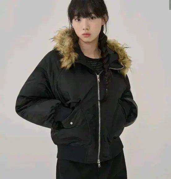 TOFFEE ウィメンズ W ファー フード MA-1 アウター BLACK M