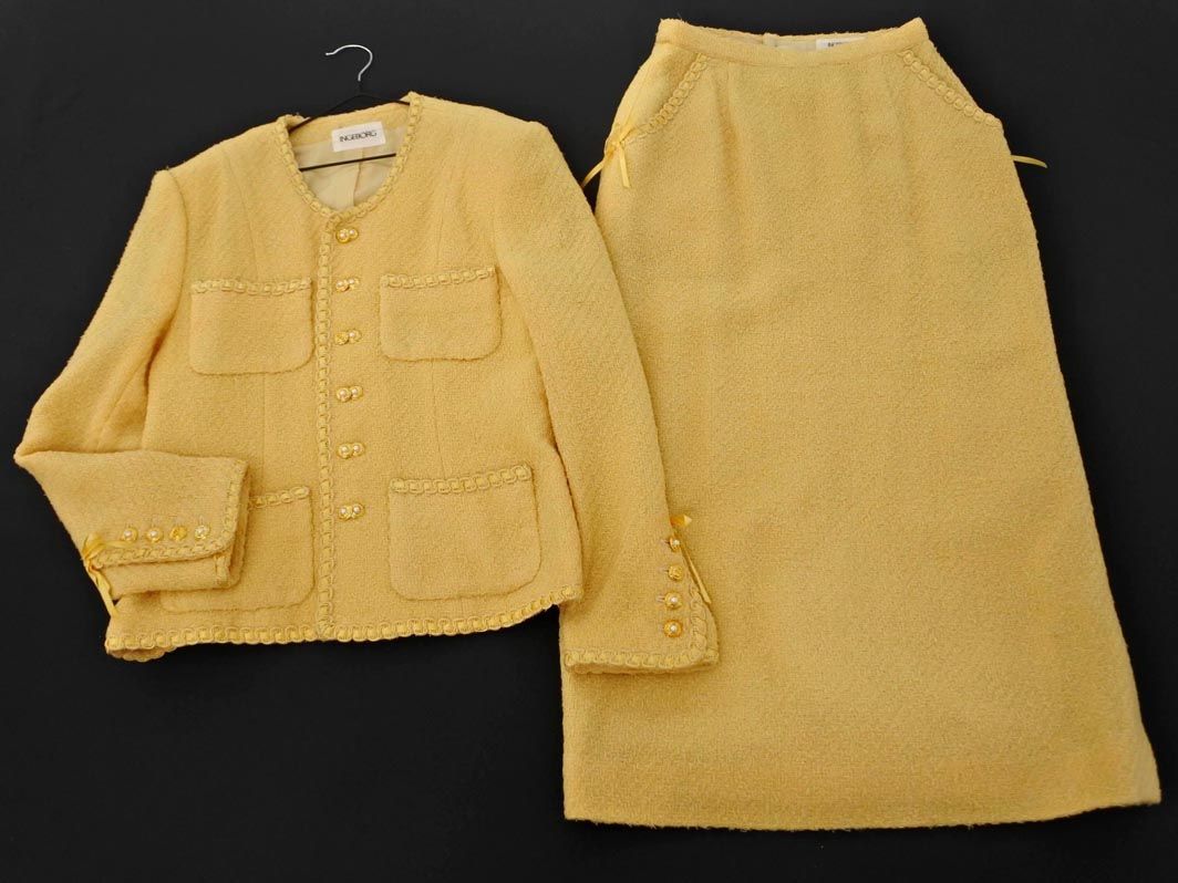 INGEBORG ジャケット ロングスカート セットアップ INGEBORG（インゲボルグ） 未使用 冬 上下 セット スーツ ノーカラー