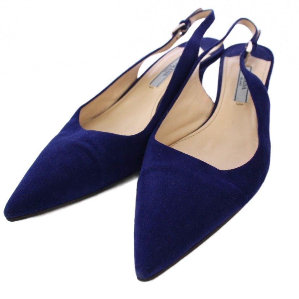 プラダ PRADA スリングバック パンプス ミドルヒール ポインテッドトゥ