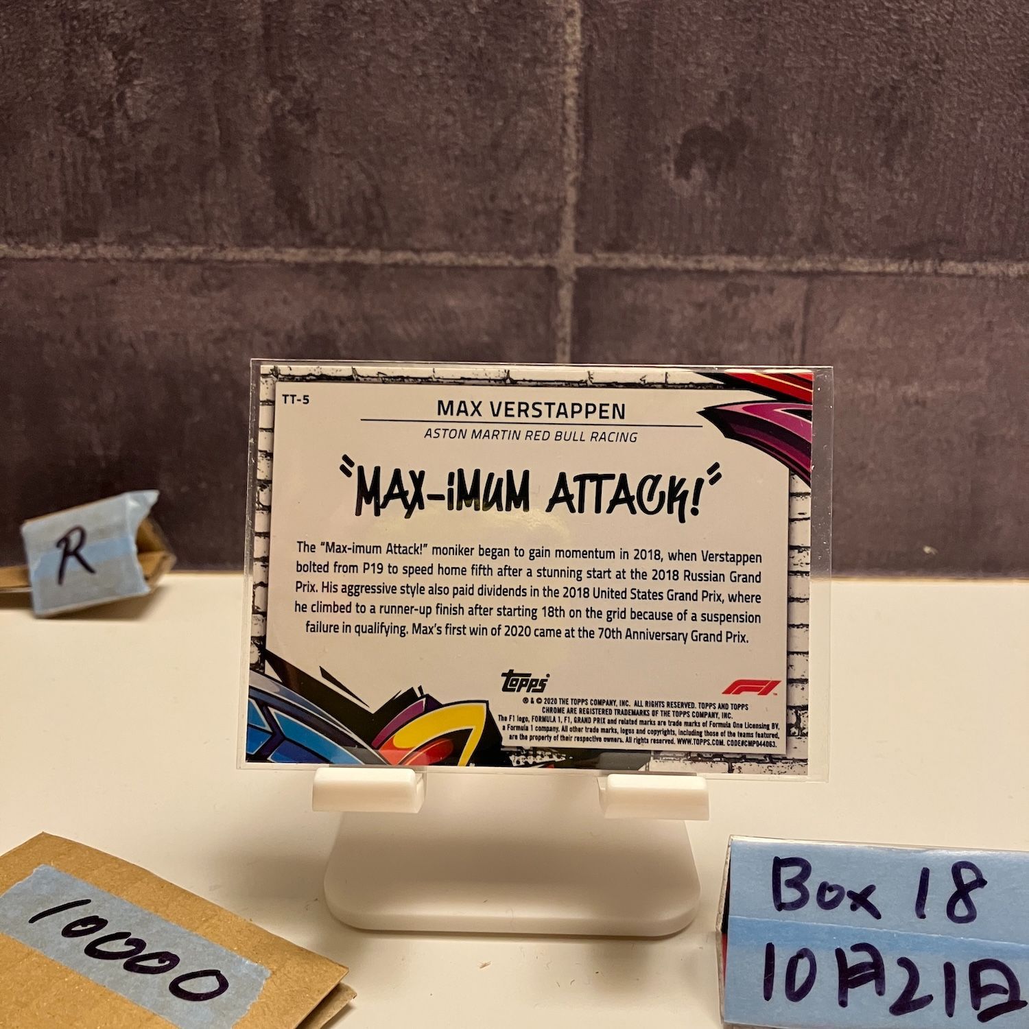 2020 Topps Chrome Formula 1 Max Verstappen ASTON MARTIN RED BULL RACING Max-imum Attack Refractor カード