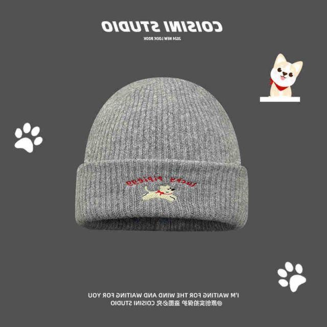 犬刺繍ニットキャップ (T)