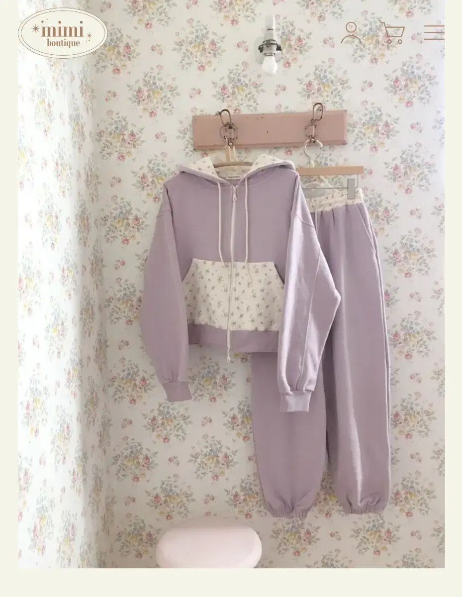 mimi boutique ミミ トレーナー セットアップ 両面起毛 フリース ライトパープル