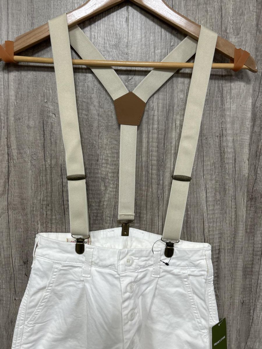 フリークスストア サムシング FSSP Suspenders balloon pants プリーツ サロペット オーバーオール sizeS 白 レディース